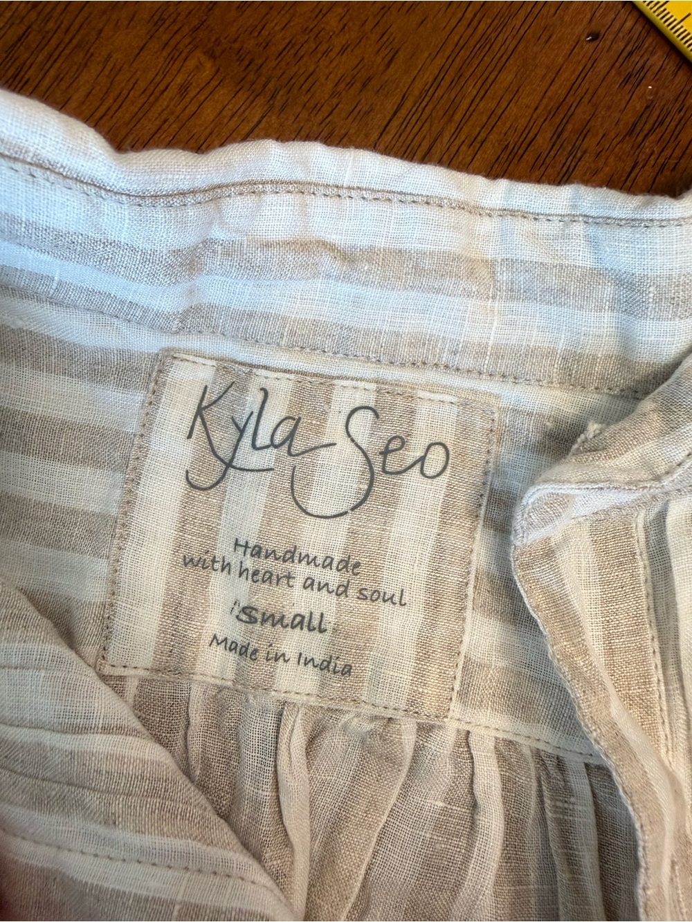 Kyla Seo Striped High Low Shirt Dress Oversized Tunic Boho Asymmetrical S Linen - Picture 2 of 7
